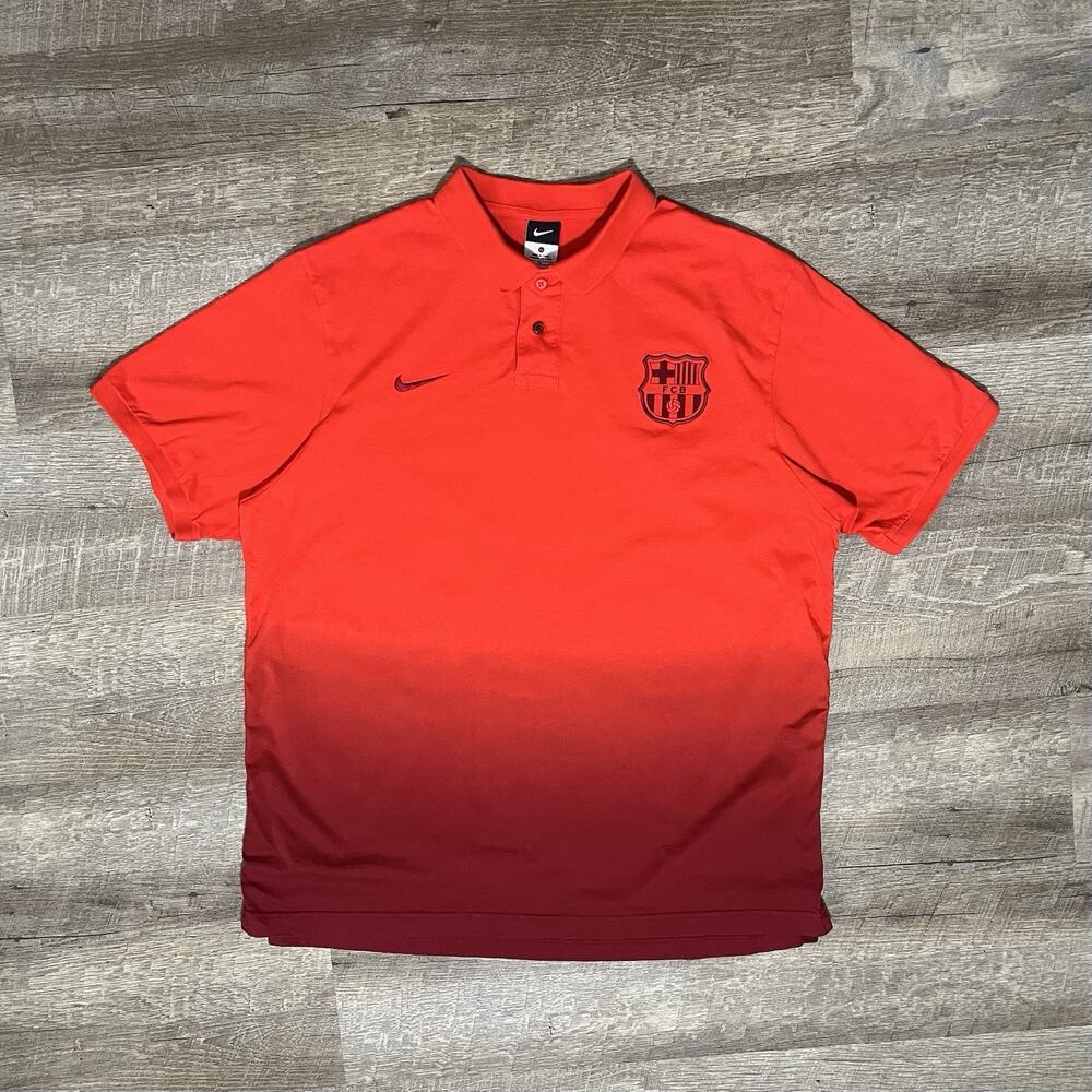 NIKE FC Barcelona Football Polo Men's XL Red Soccer Training Shirt 2017-18